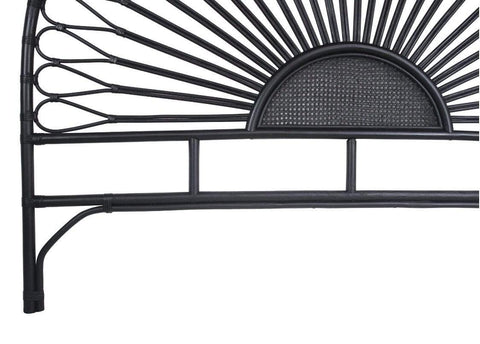 close up of black Cane Designer Headboard