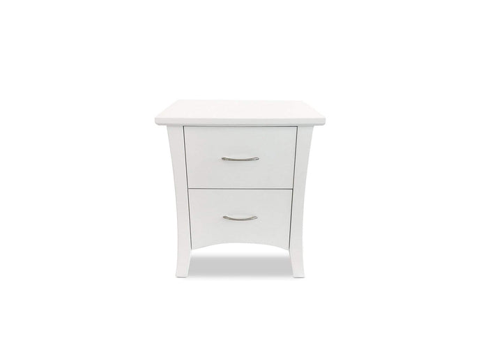 White Timber bedside table with 2 drawers