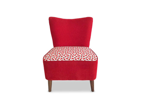 Red Fabric accent chair with Solid Oak Leg