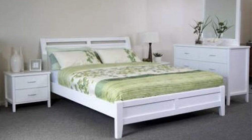 Soho White Timber Bed with Sleigh headboard