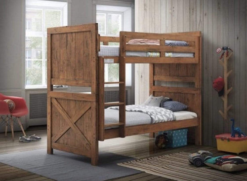 Timber Bunk Bed with Solid Hardwood Industrial Design