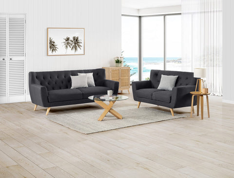 Jupiter Sofa Pair with Stylish Scandinavian Design and Oak Timber Legs