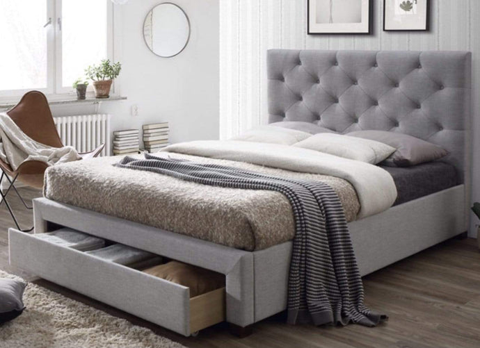 Mako Storage Bed Frame with Tufted Headboard