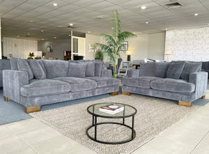 Montville Extra Deep Sofa Pair in Charcoal Linen
