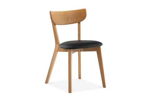 Retro Oak Dining Chairs with Solid Oak Construction and PU Seat
