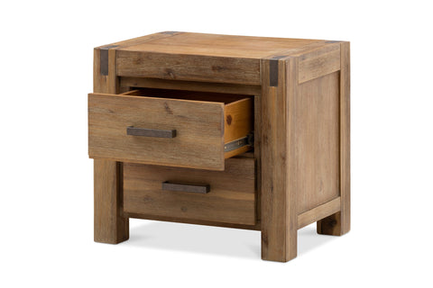 Salt and Pepper Timber Bedside Table with Pewter Highlights