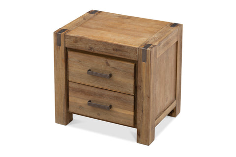 Salt and Pepper Timber Bedside Table with Pewter Highlights