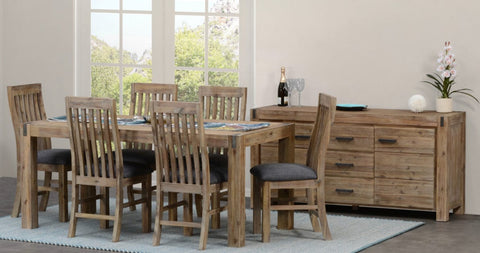 Salt and Pepper Timber Dining Suite with Pewter Highlights